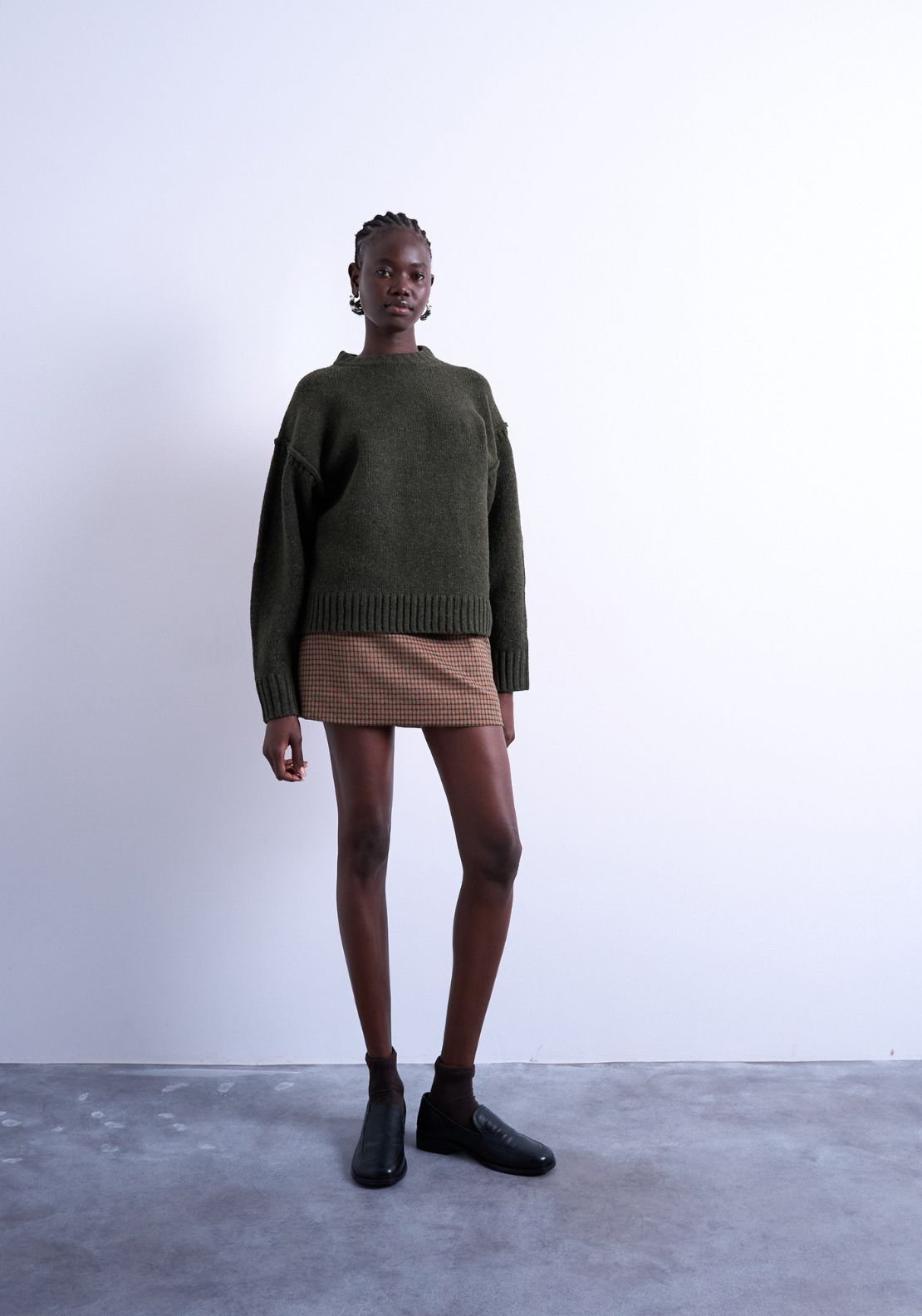 Topshop Sally Long Sleeve Pullover - Khaki 1 Shaws Department Stores
