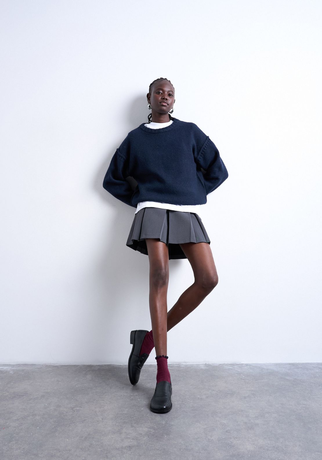 Topshop Sally Long Sleeve Pullover - Navy Blazer 4 Shaws Department Stores