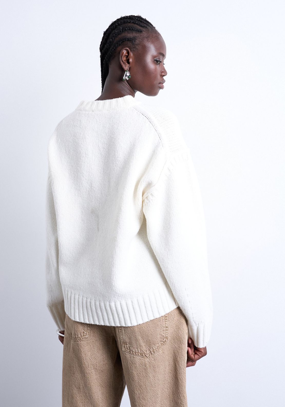 Topshop Sally Long Sleeve Pullover - Snow White 2 Shaws Department Stores