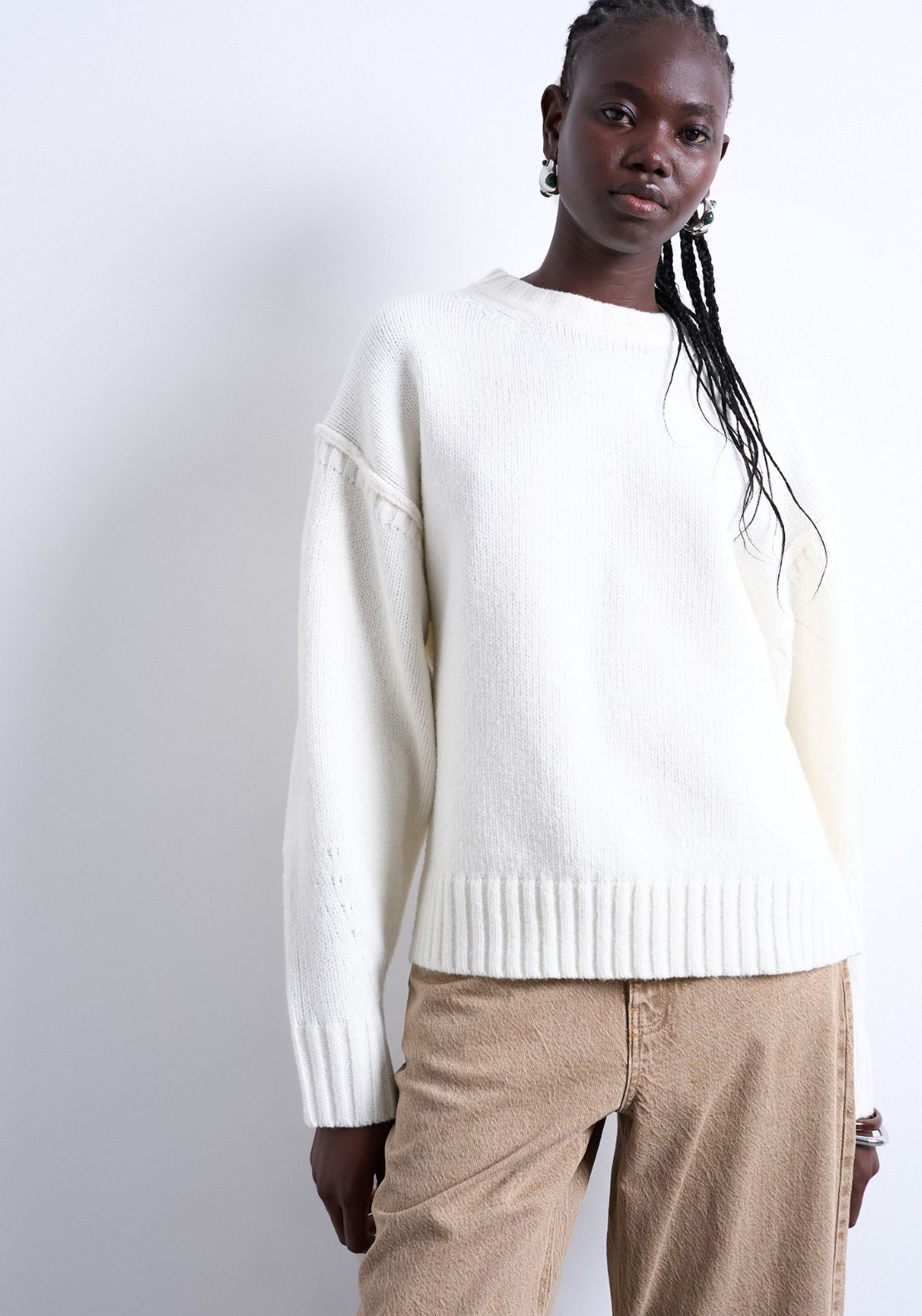 Topshop Sally Long Sleeve Pullover - Snow White 1 Shaws Department Stores