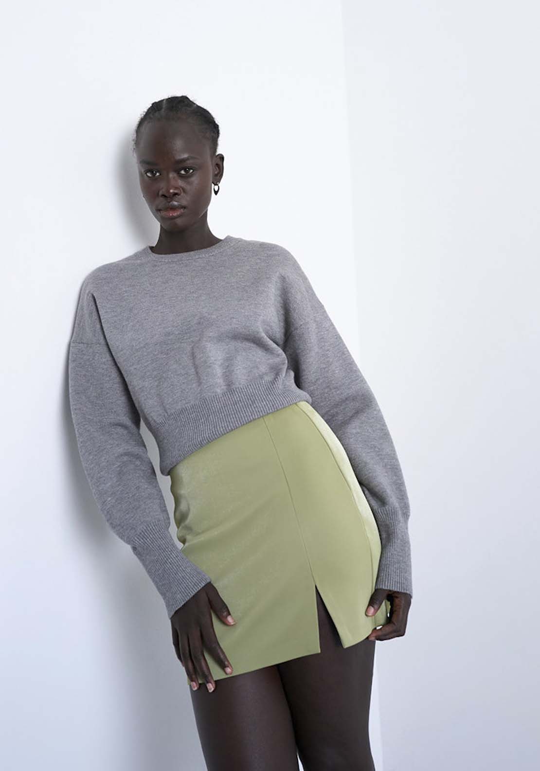 Topshop Dolly Mini Skirt - Bright Green 1 Shaws Department Stores