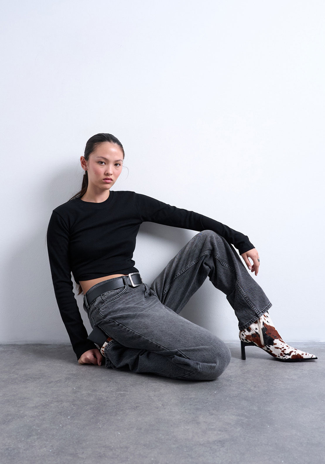 Topshop Everyday Long Sleeve Top - Black 3 Shaws Department Stores