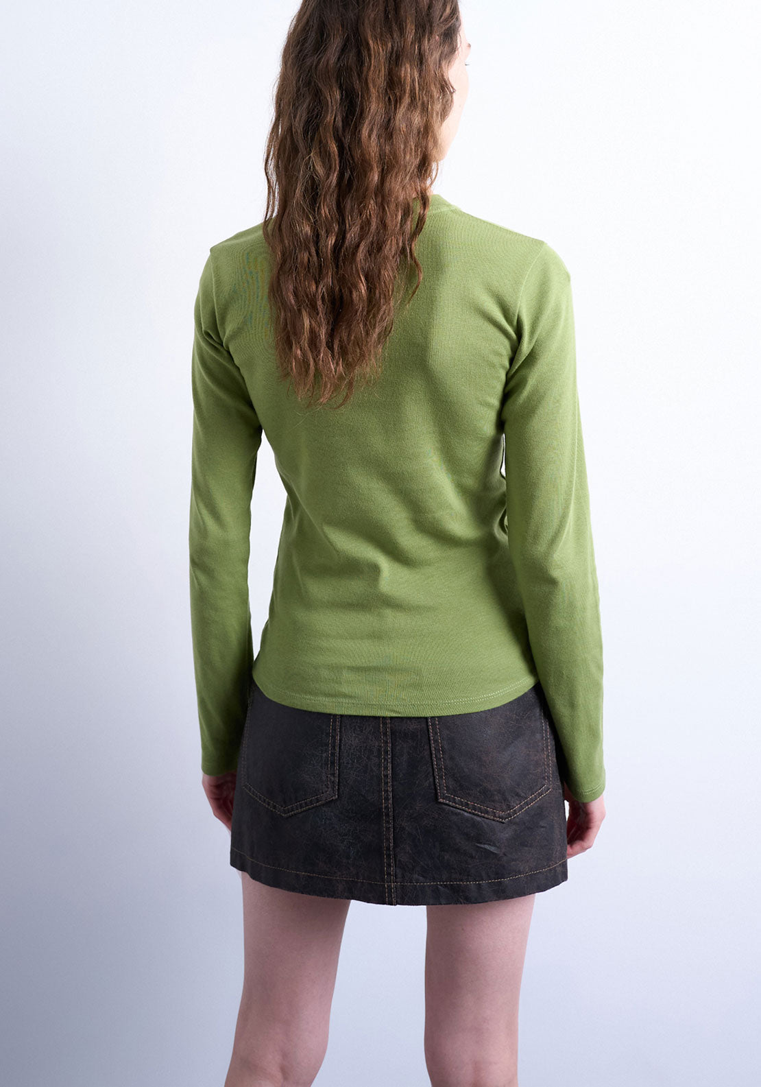Topshop Everyday Long Sleeve Top - Bright Green 2 Shaws Department Stores