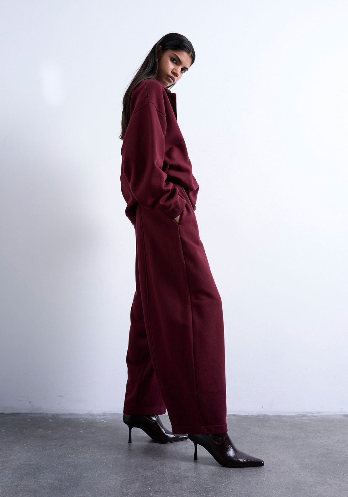 Topshop Rikke Balloon Joggers - Burgundy 3 Shaws Department Stores