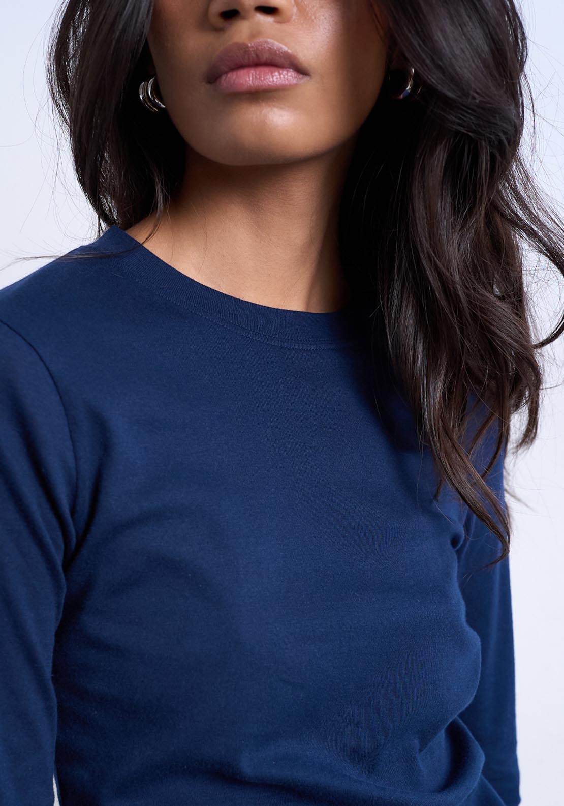 Topshop Everyday Long Sleeve Top - Navy Blazer 3 Shaws Department Stores