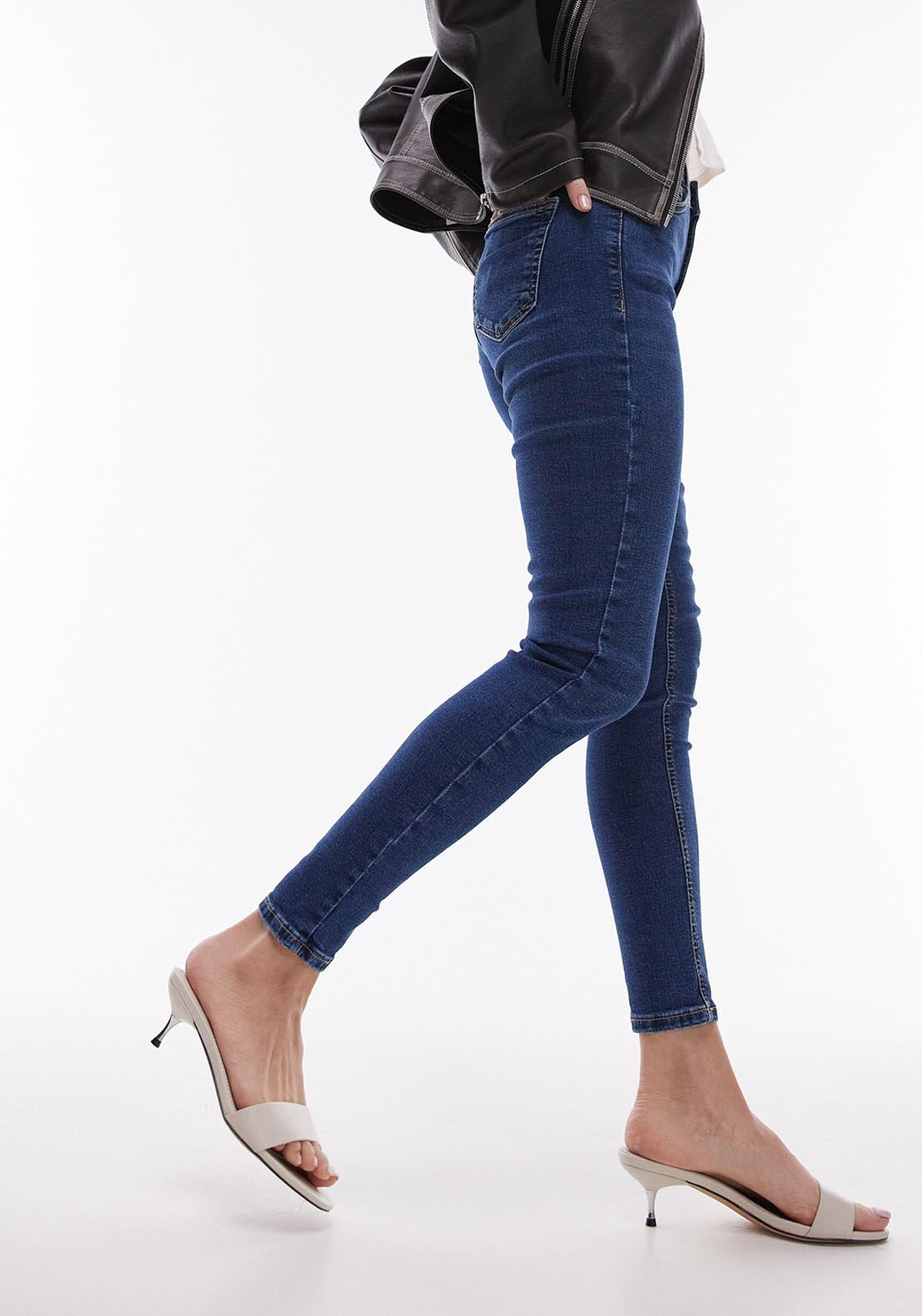 Topshop Jamie High Waist Slim Jeans - Medium Blue Denim 2 Shaws Department Stores