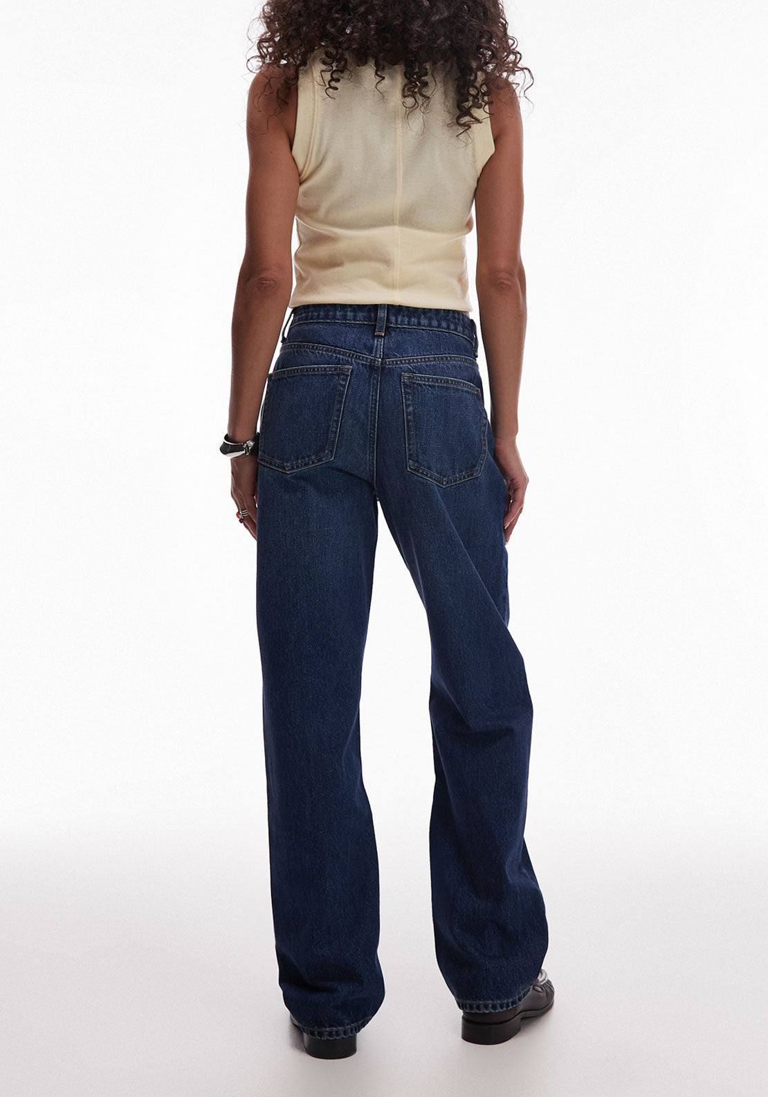 Topshop Yvonne High Waist Straight Jeans - Medium Blue Denim 2 Shaws Department Stores