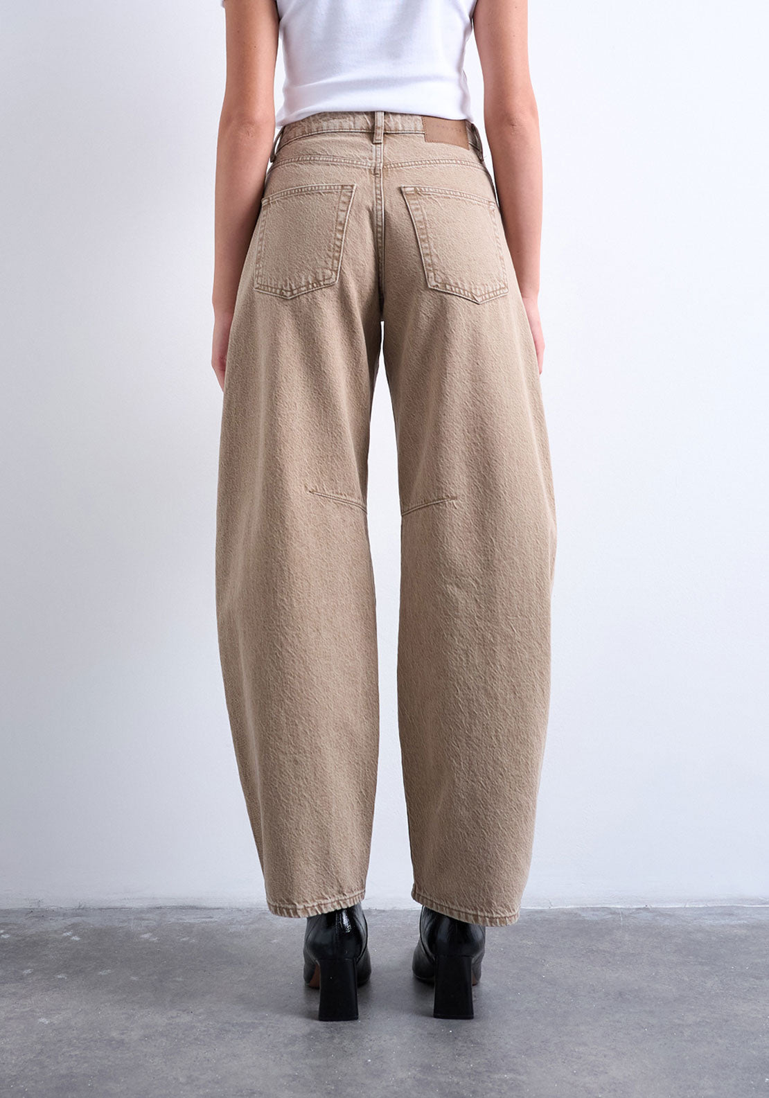 Topshop Brianna Barrel Jeans - Beige Denim 2 Shaws Department Stores