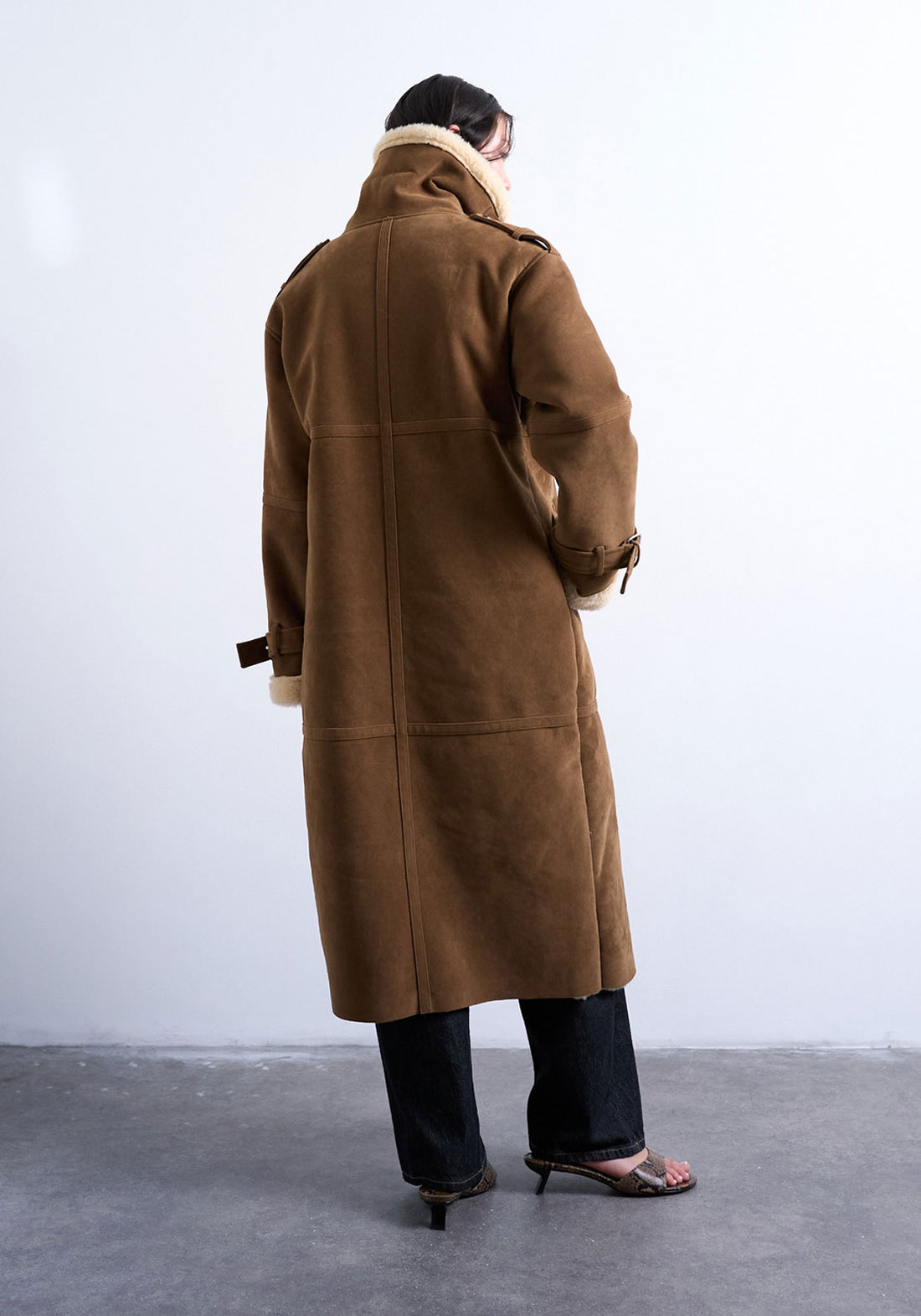 Topshop Melanie Shealing Jacket - Chocolate Brown 2 Shaws Department Stores