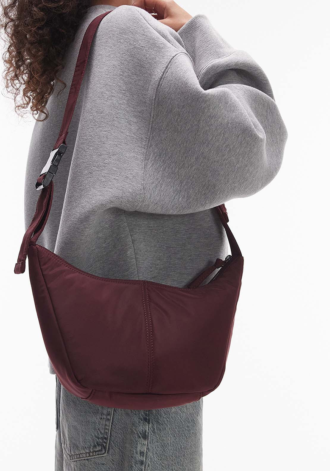 Topshop Carrie Cross Body Bag - Burgundy 2 Shaws Department Stores