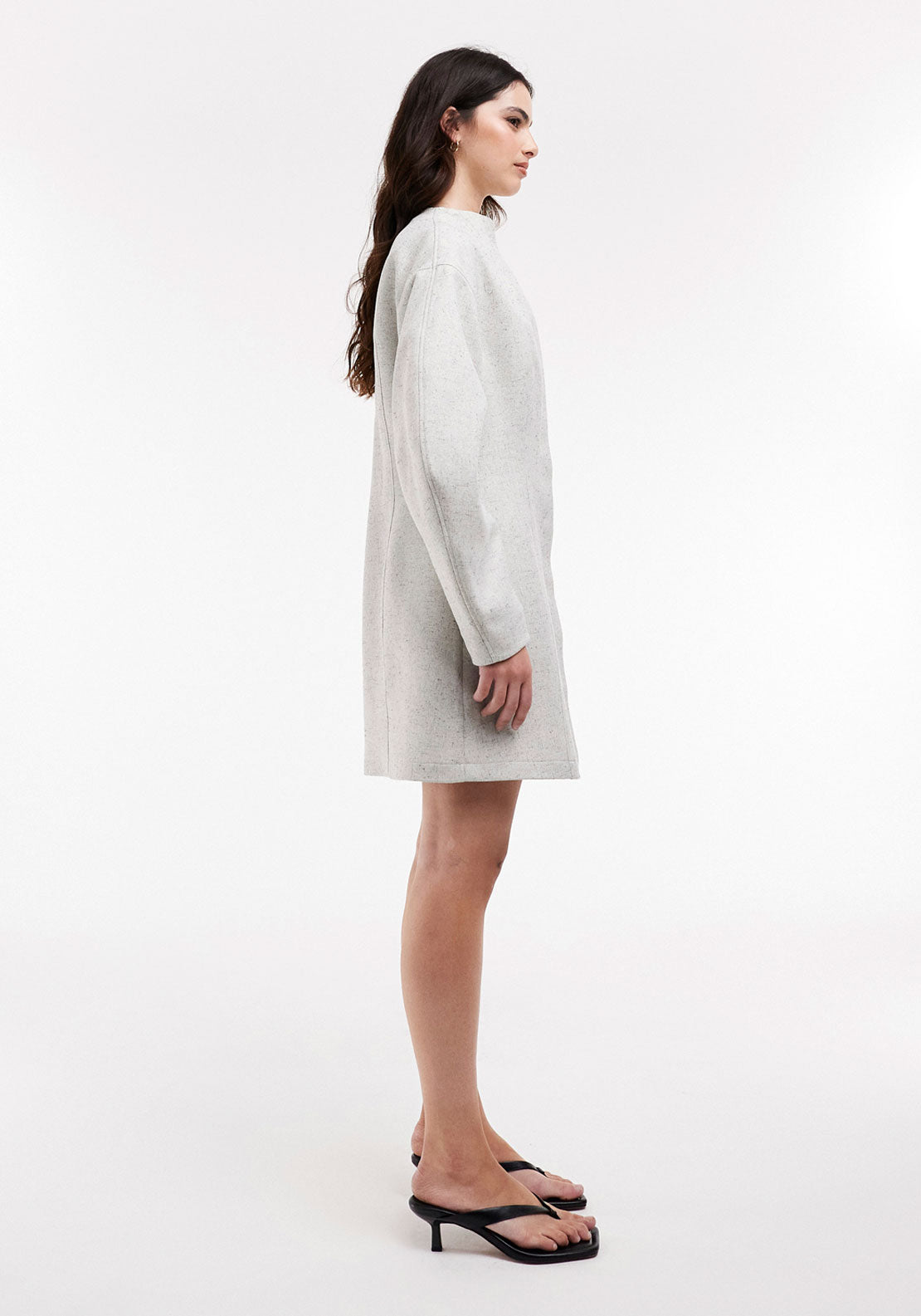 Topshop Ditte Long Mini Dress - Concrete Grey 3 Shaws Department Stores