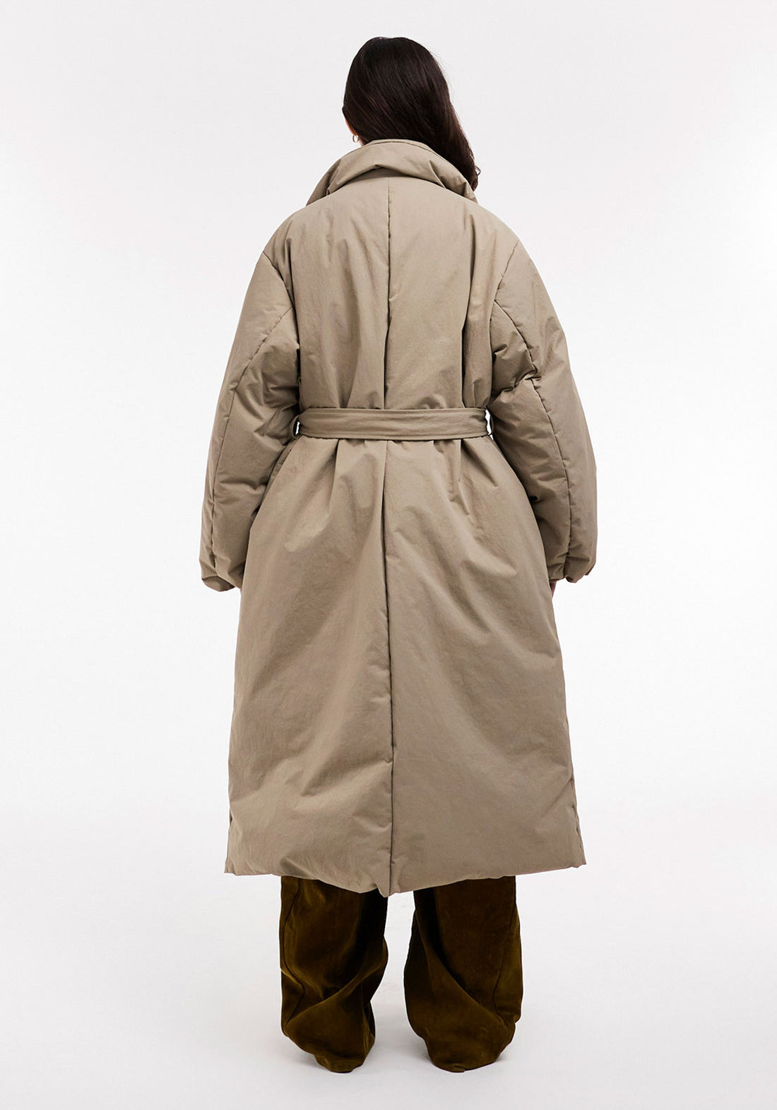 Topshop Julia Belted Puffer Jacket - Beige 2 Shaws Department Stores