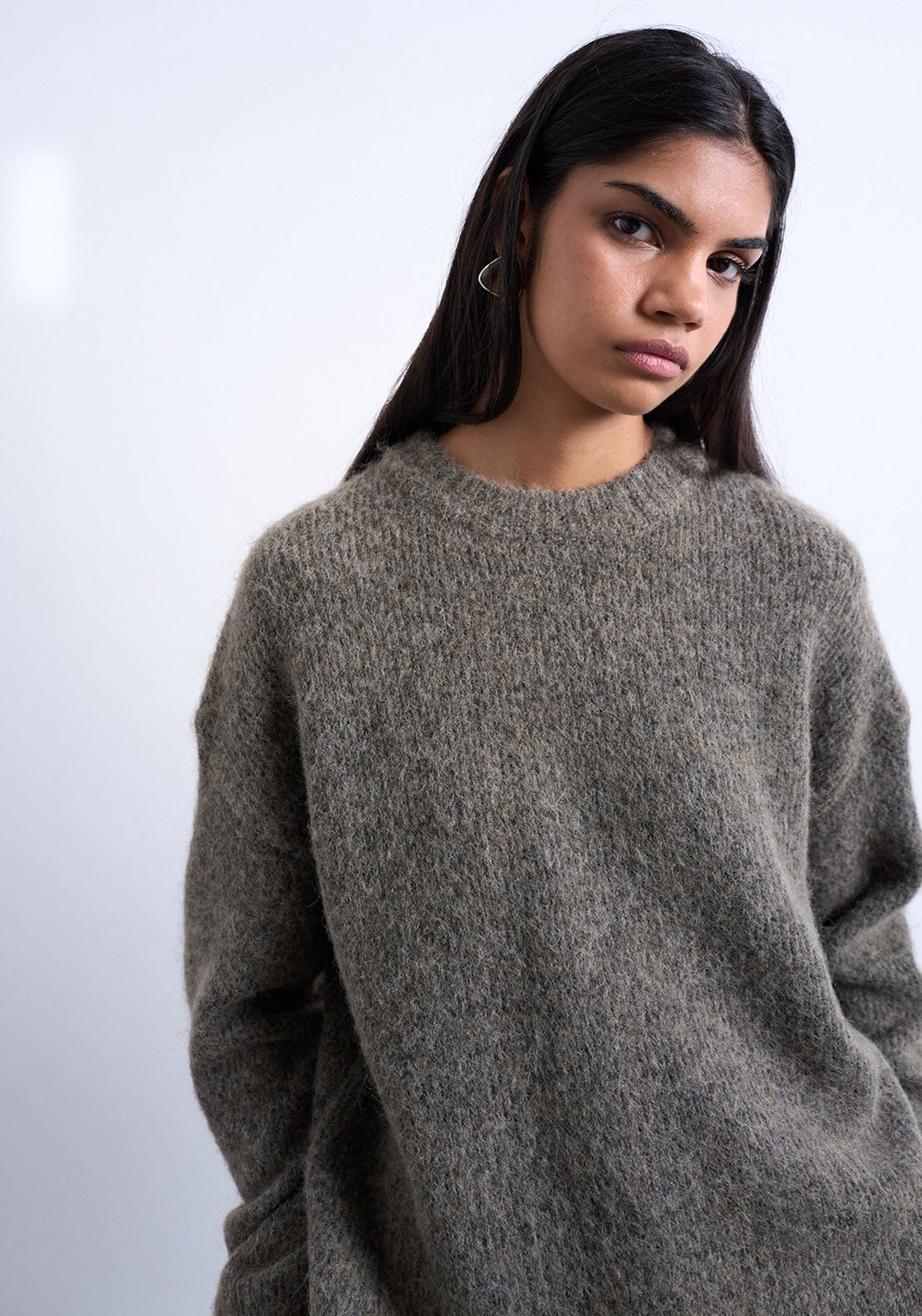 Topshop Kille Boxy Crew Pullover - Chocolate Brown 1 Shaws Department Stores