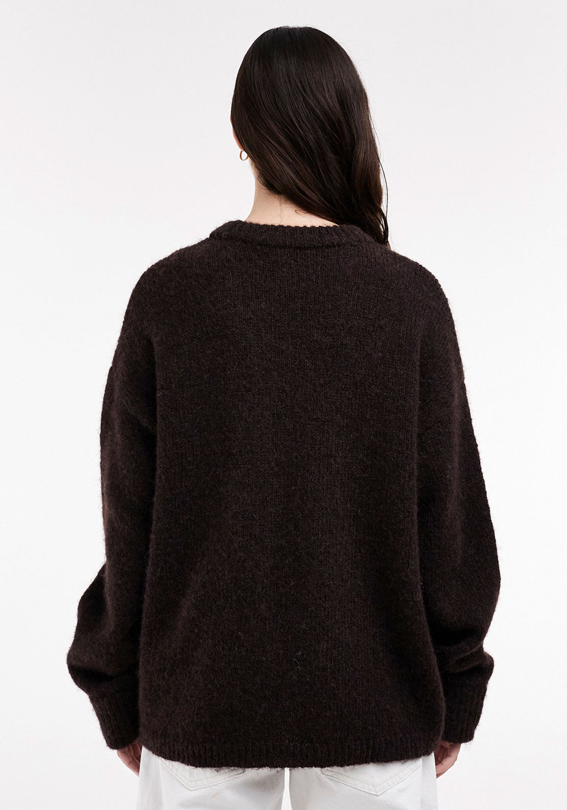 Topshop Kille Boxy Crew Pullover - Brown Stone 2 Shaws Department Stores