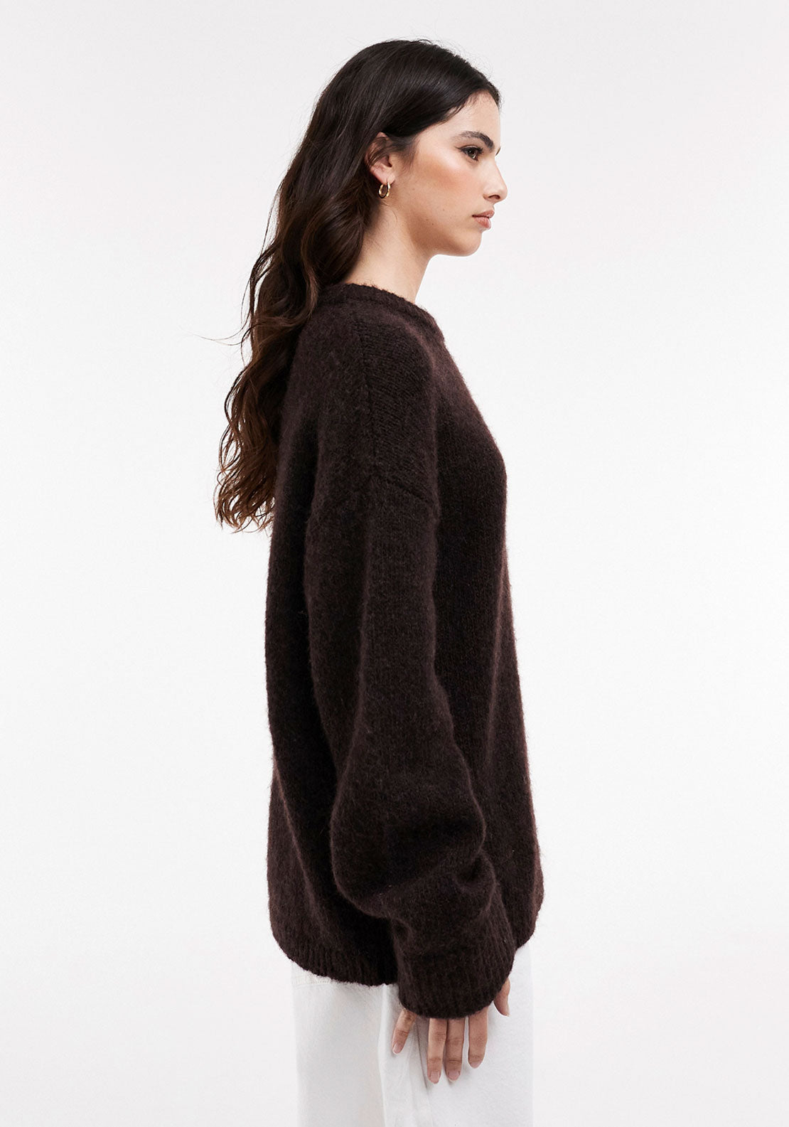 Topshop Kille Boxy Crew Pullover - Brown Stone 3 Shaws Department Stores