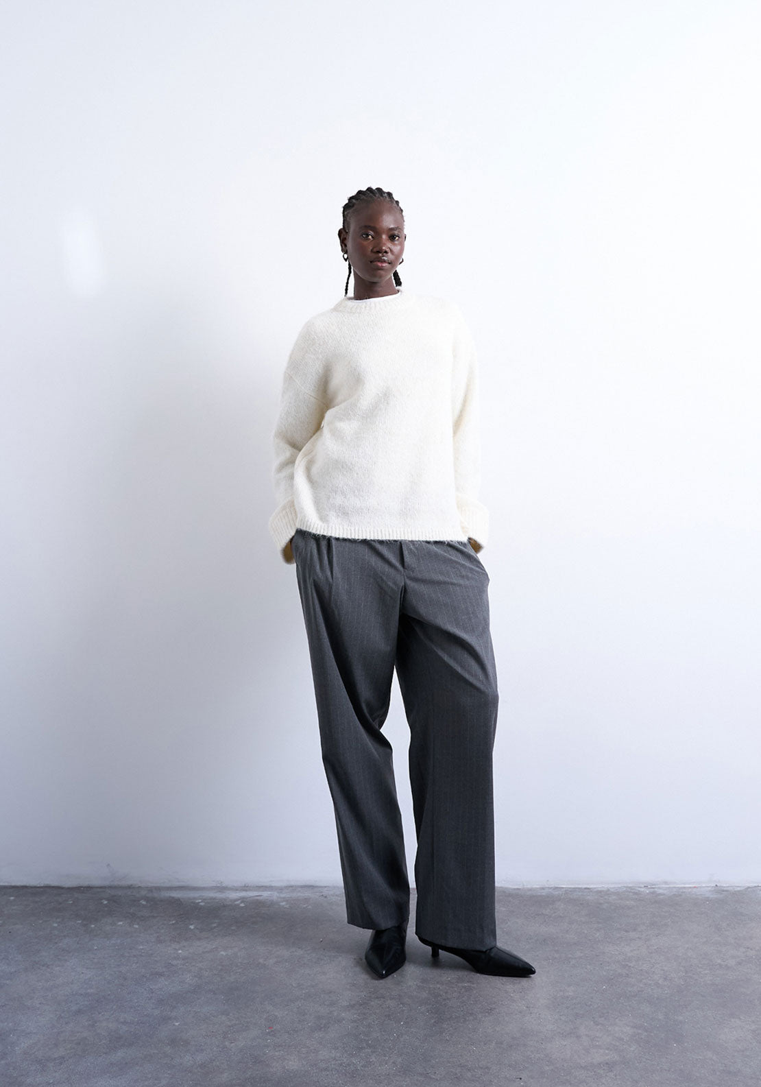 Topshop Kille Boxy Crew Pullover - Ivory Cream 4 Shaws Department Stores