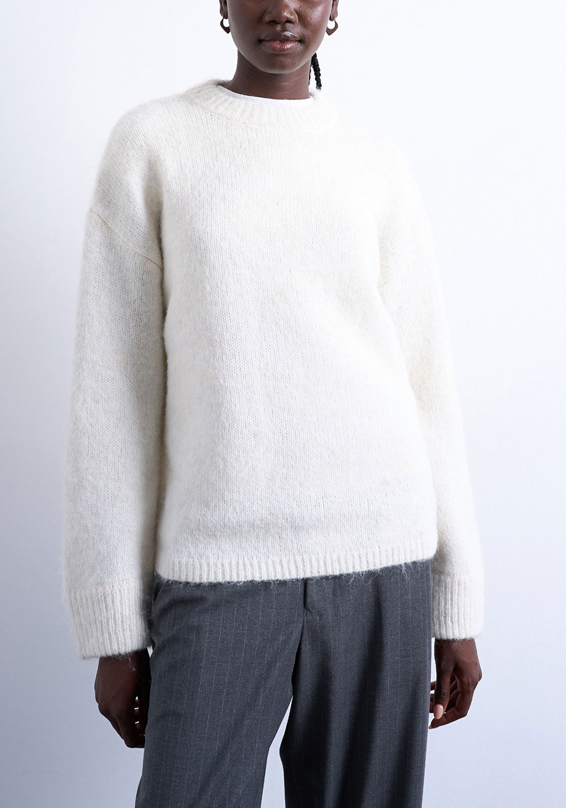 Topshop Kille Boxy Crew Pullover - Ivory Cream 1 Shaws Department Stores