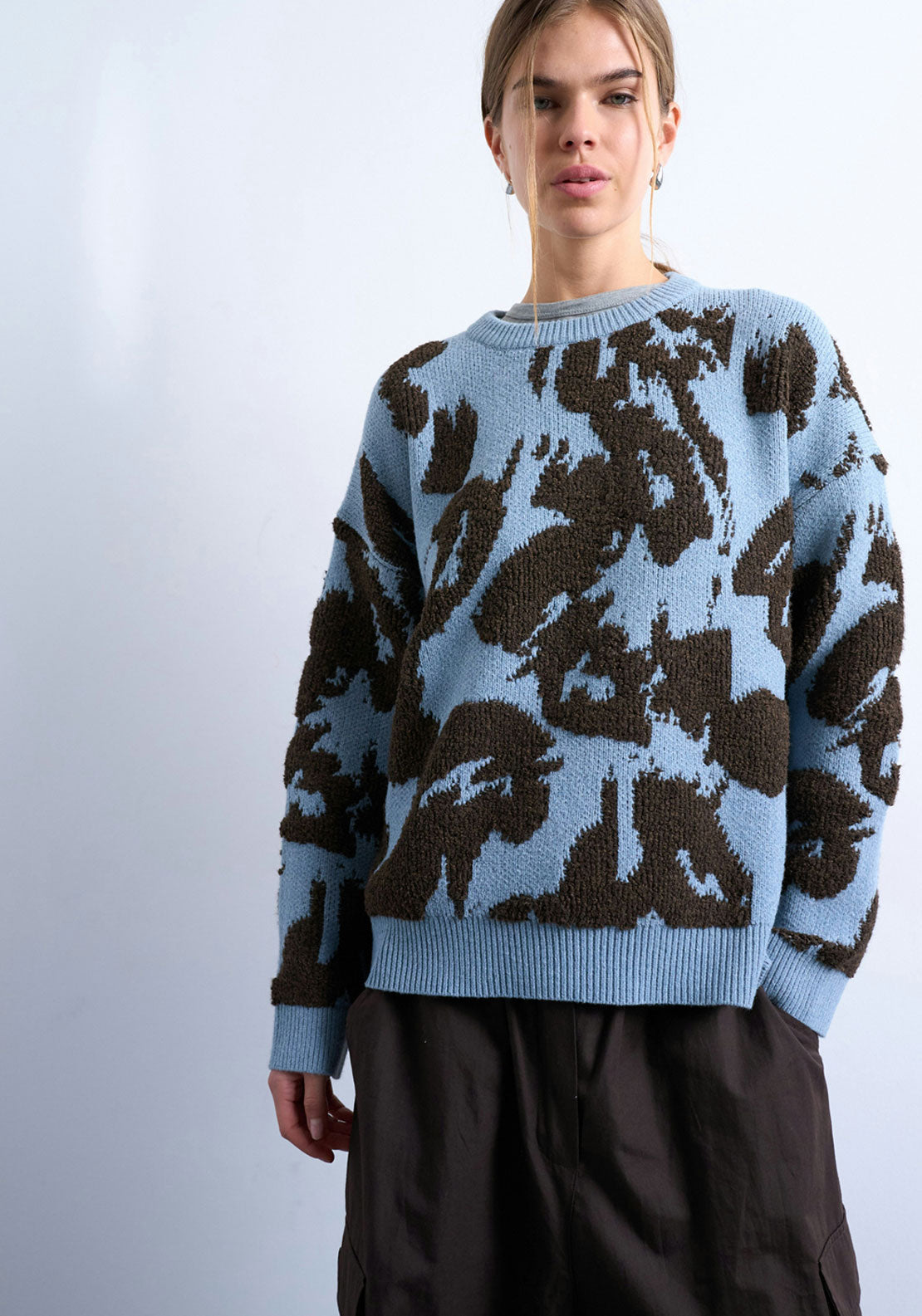 Topshop Stacy Crew Neck Pullover - Blue Iolite 1 Shaws Department Stores