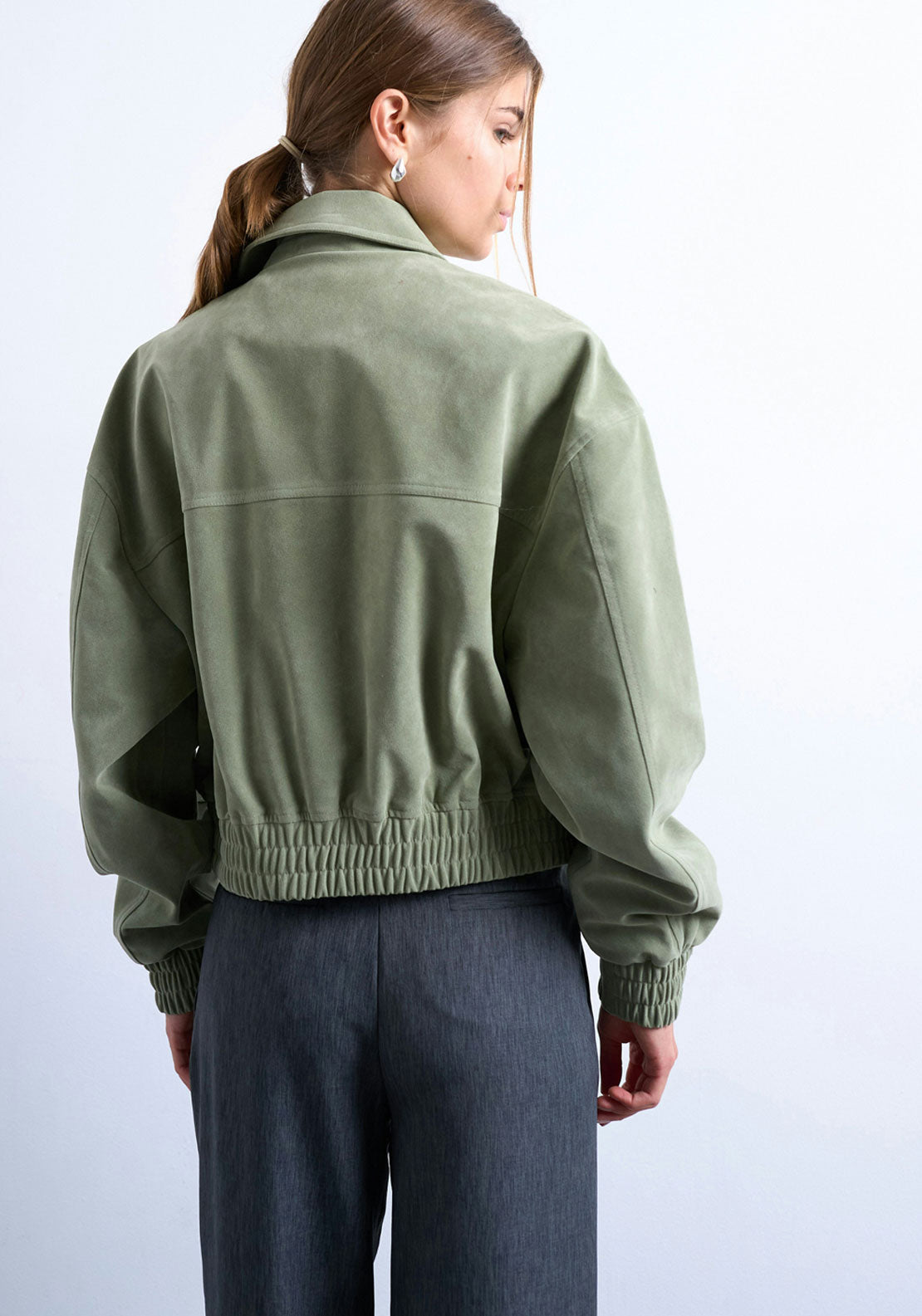 Topshop Isabella Short Jacket - Sage 2 Shaws Department Stores