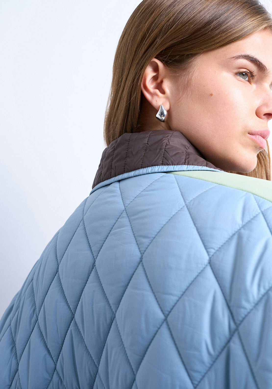 Topshop Sky Quilted Shacket - Blue Iolite 3 Shaws Department Stores