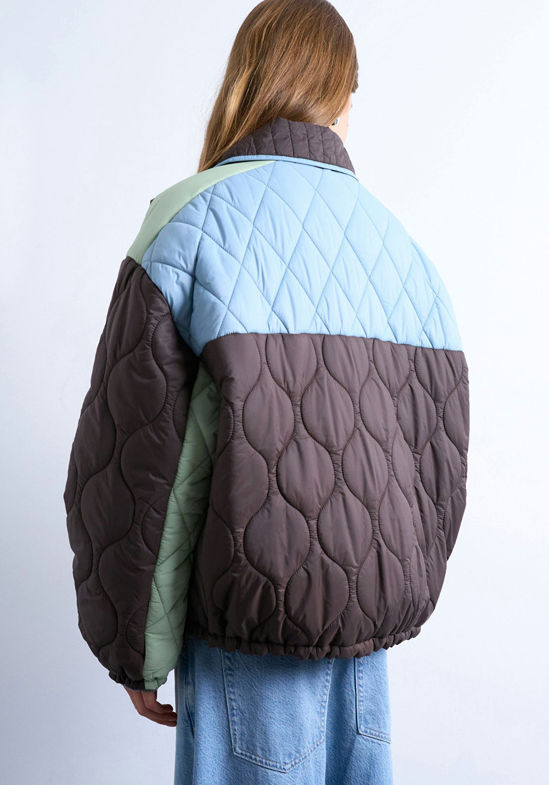 Topshop Sky Quilted Shacket - Blue Iolite 2 Shaws Department Stores