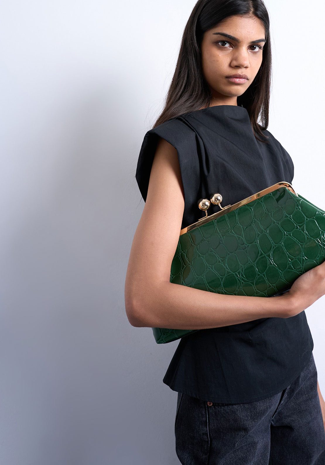 Topshop Gretchen Clutch - Bright Green 4 Shaws Department Stores