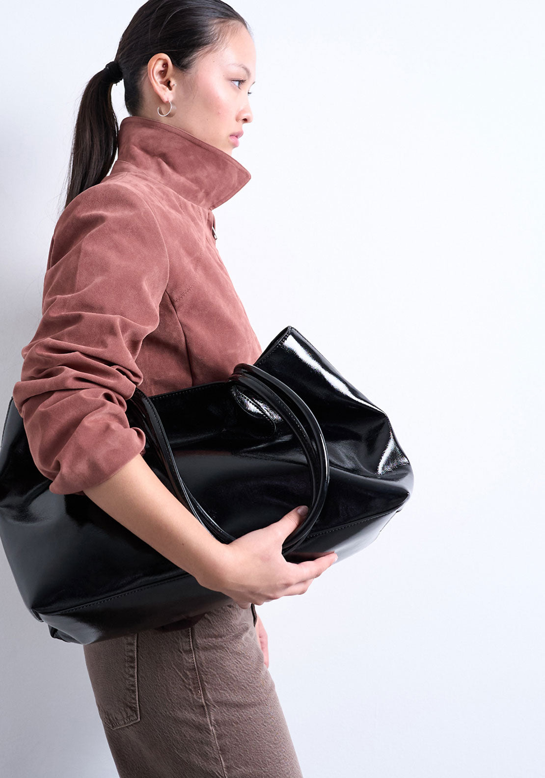 Topshop Toby Tubler Handle Tote Bag - Black 2 Shaws Department Stores