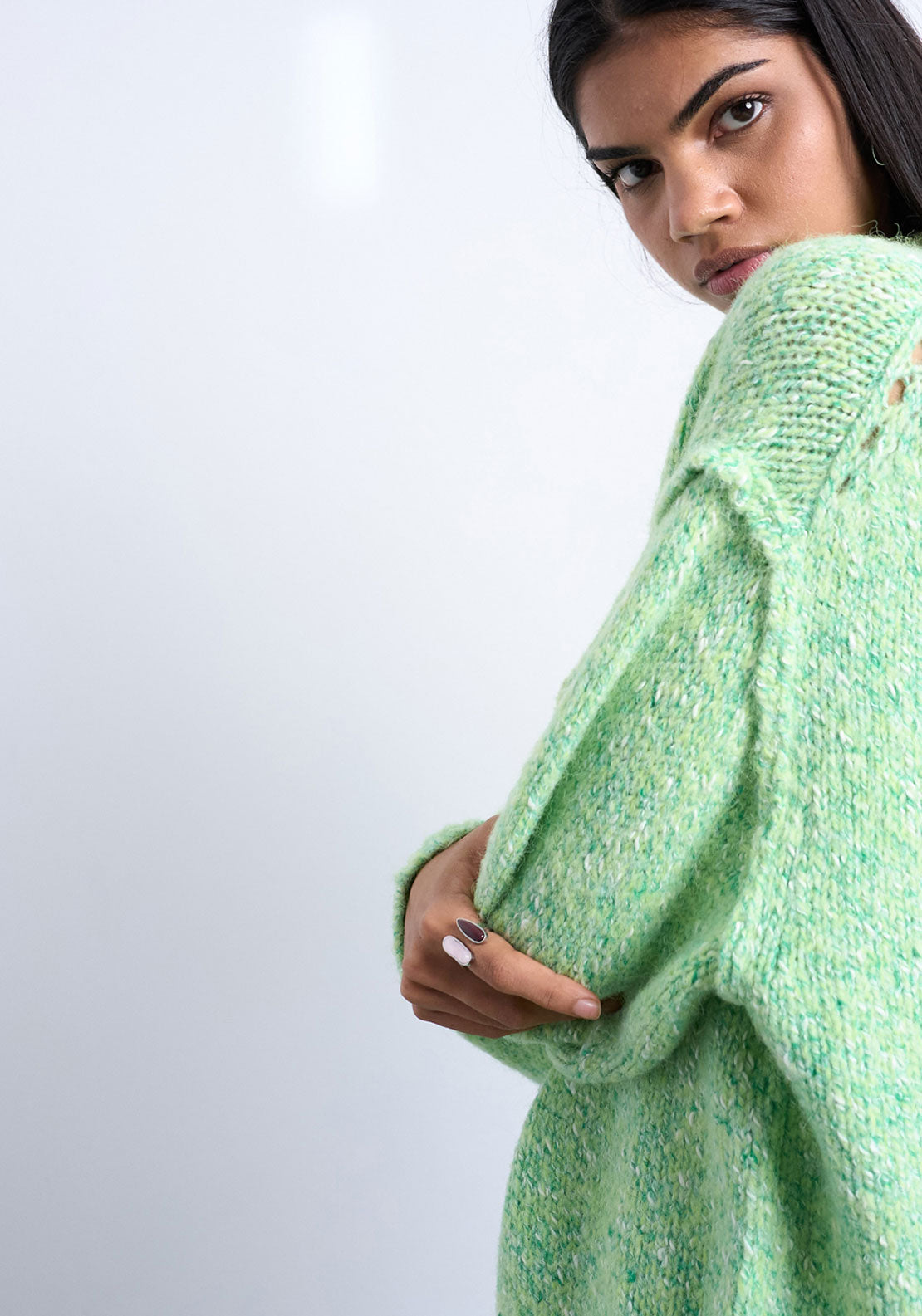 Topshop Anna Crew Neck Pullover - Bright Green 3 Shaws Department Stores