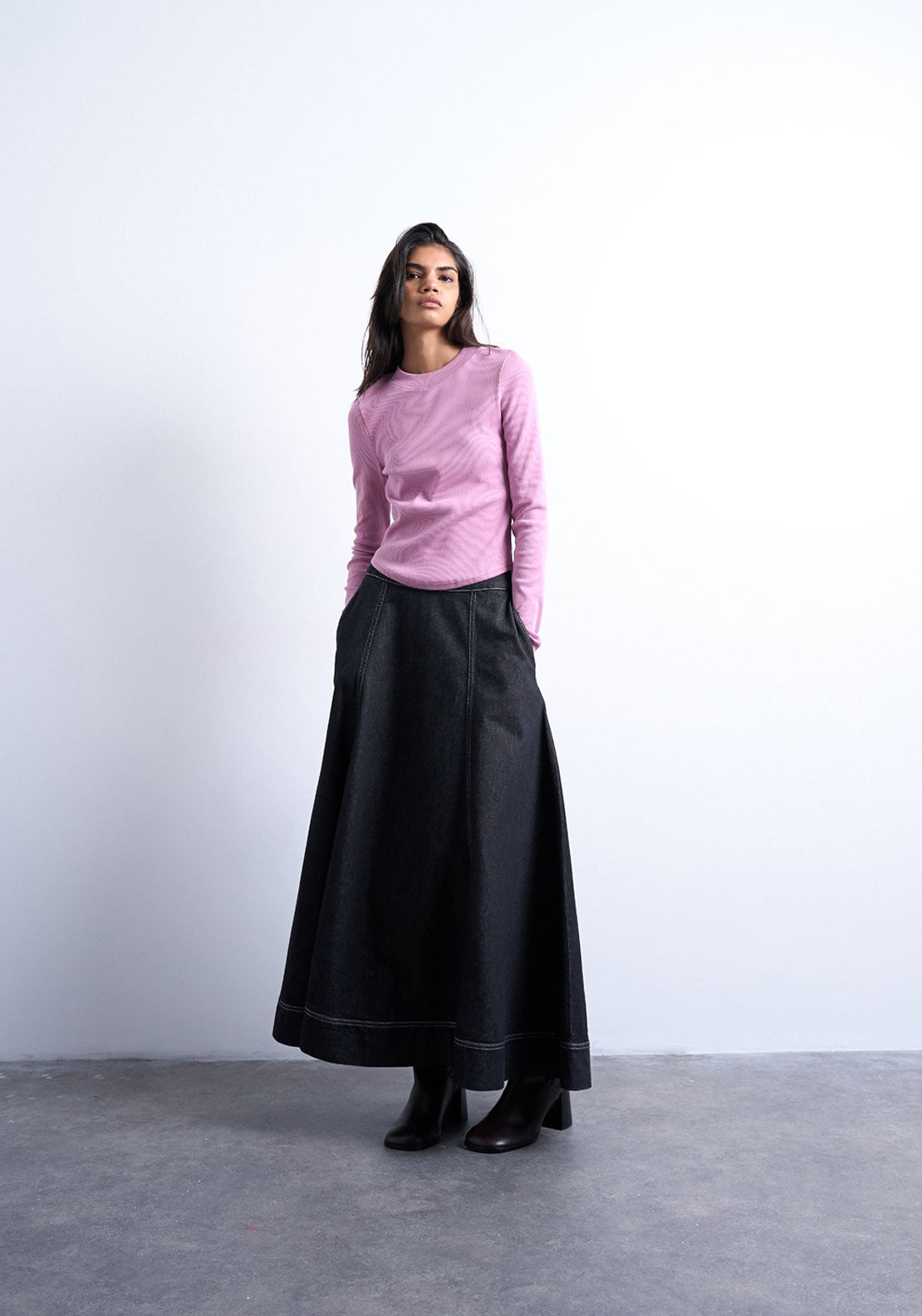 Topshop Bea Rib Curved Hem Top - Pink Glo 4 Shaws Department Stores