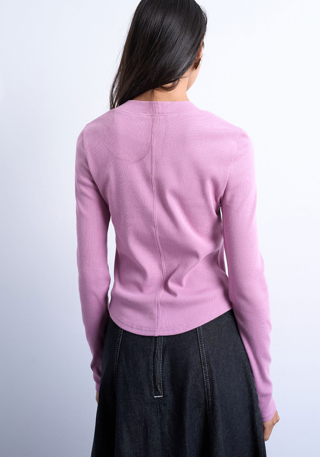 Topshop Bea Rib Curved Hem Top - Pink Glo 2 Shaws Department Stores