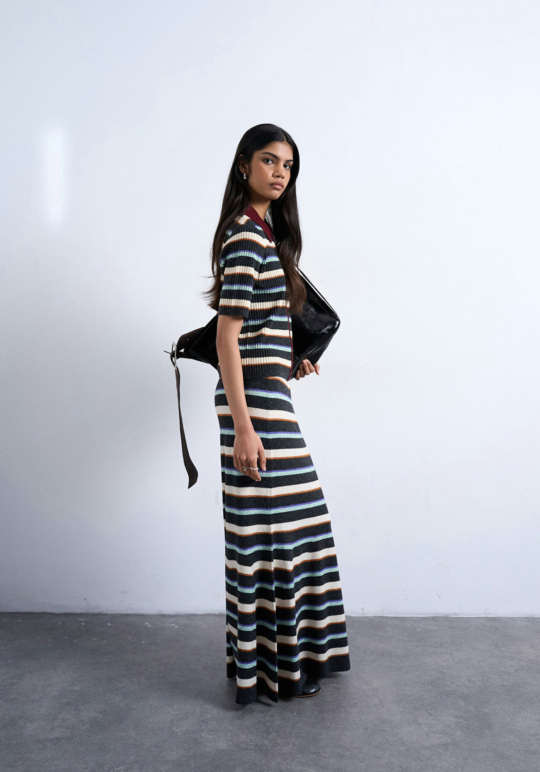 Topshop Rebecca Knitted Maxi Skirt - Burgundy 3 Shaws Department Stores