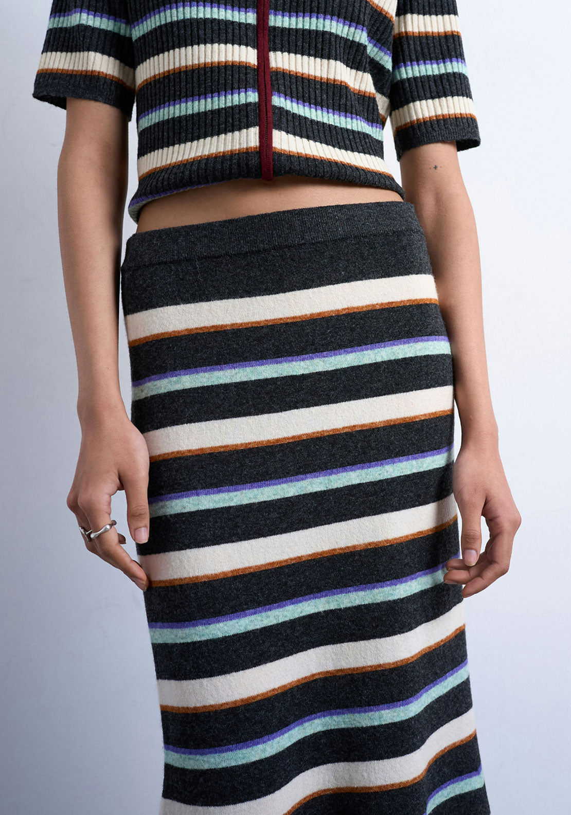 Topshop Rebecca Knitted Maxi Skirt - Burgundy 4 Shaws Department Stores