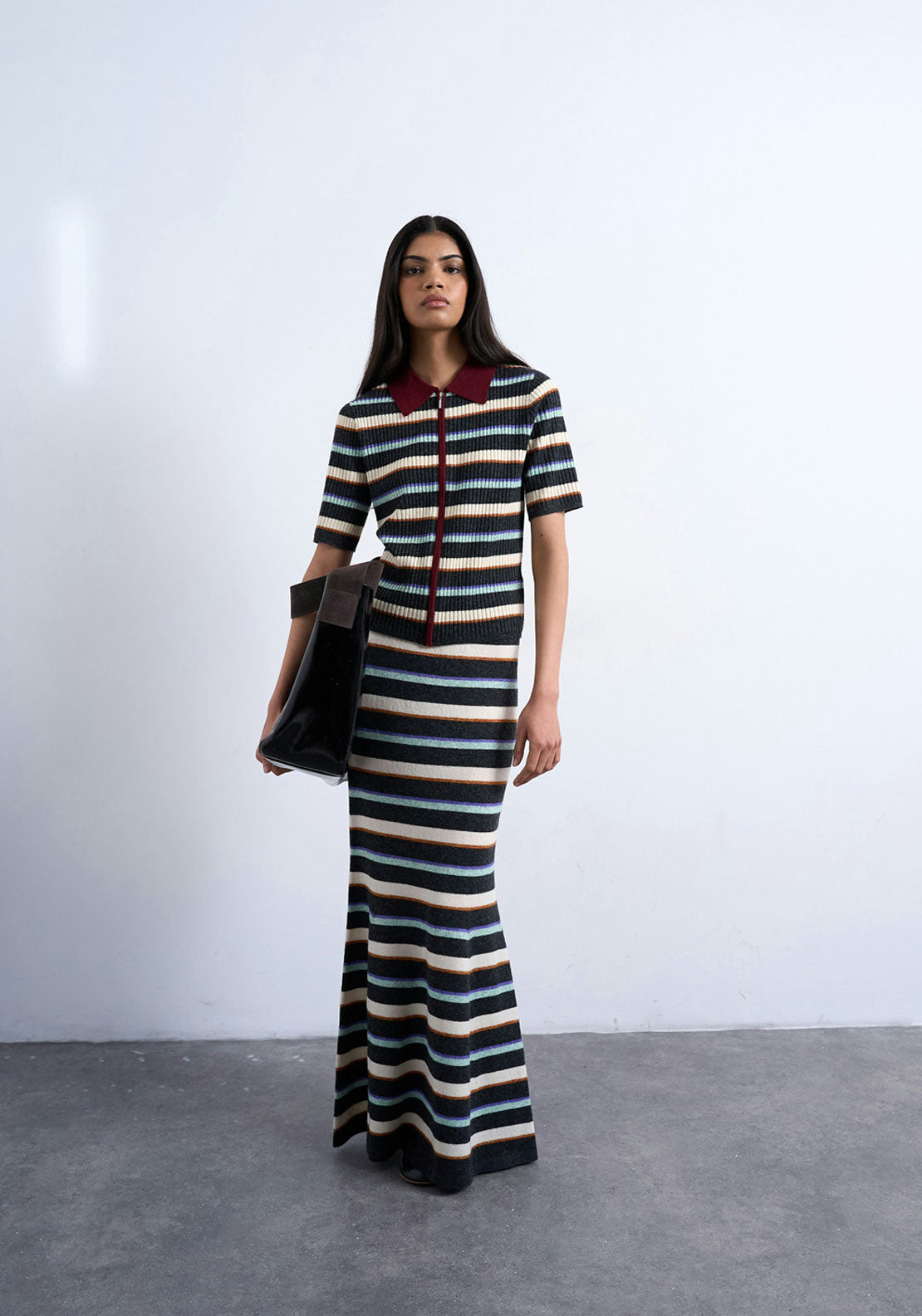 Topshop Rebecca Knitted Maxi Skirt - Burgundy 5 Shaws Department Stores