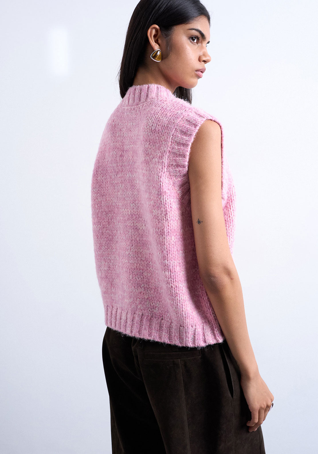 Topshop Fiona Oversize Crew Neck Vest - Pink Glo 2 Shaws Department Stores