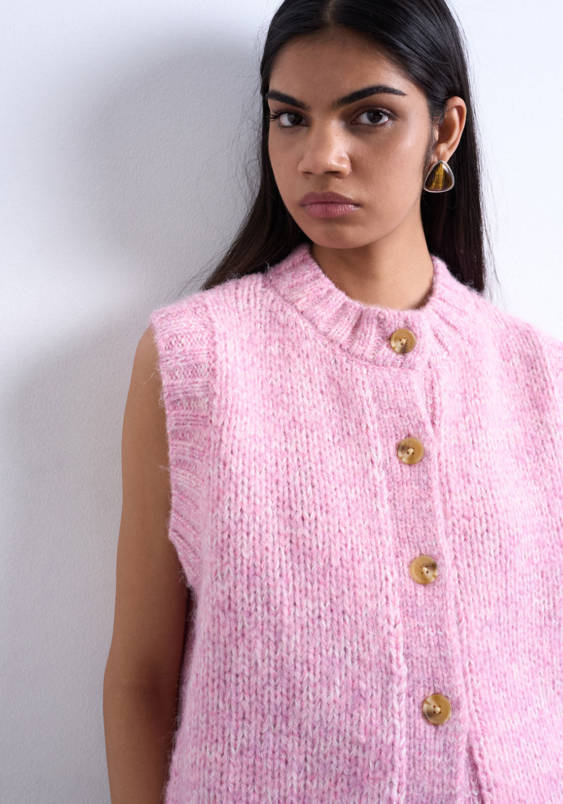 Topshop Fiona Oversize Crew Neck Vest - Pink Glo 3 Shaws Department Stores