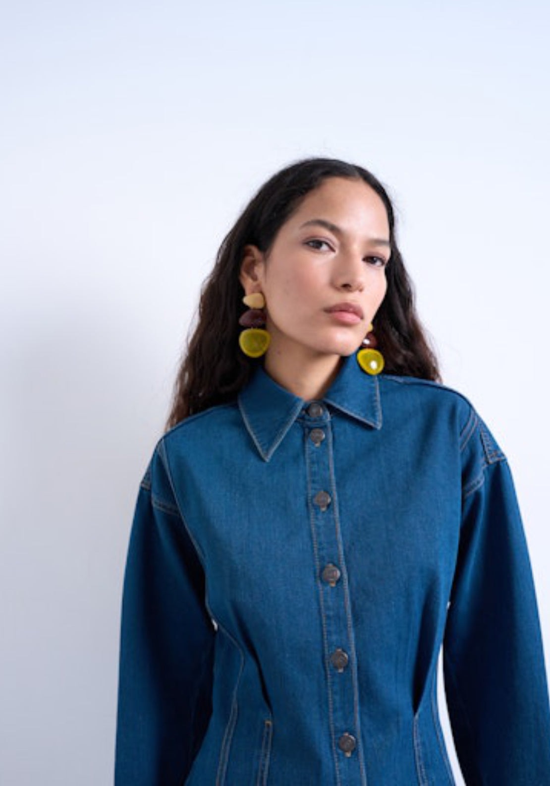 Topshop Taylor Cinch Detail Mini Dress - Dark Blue Denim 3 Shaws Department Stores