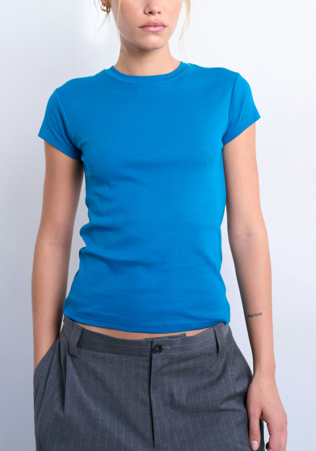 Topshop Faya Everyday T-Shirt - Blue Sapphire 3 Shaws Department Stores