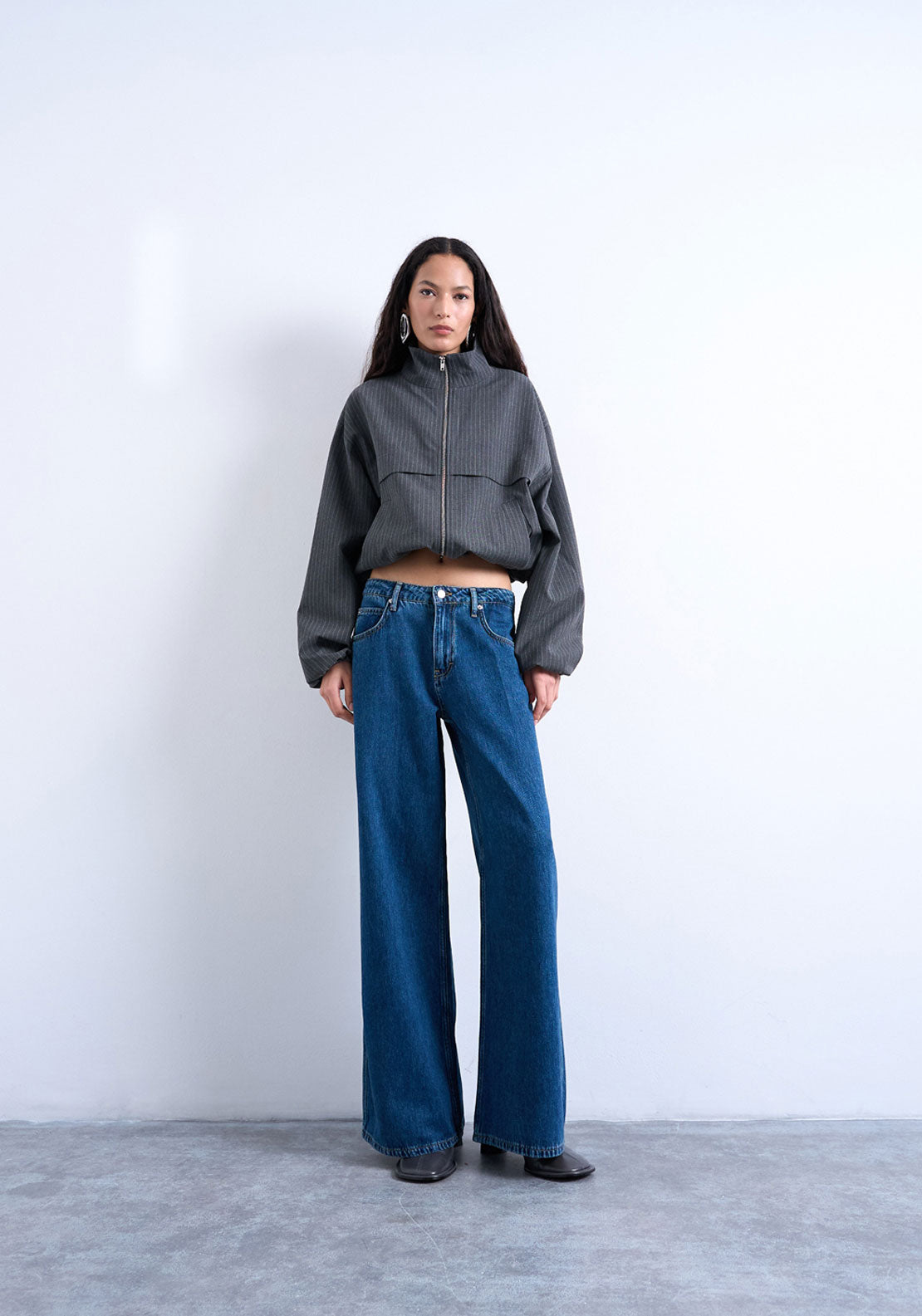 Topshop Sofie Low Rise Straight Jeans - Medium Blue Denim 4 Shaws Department Stores