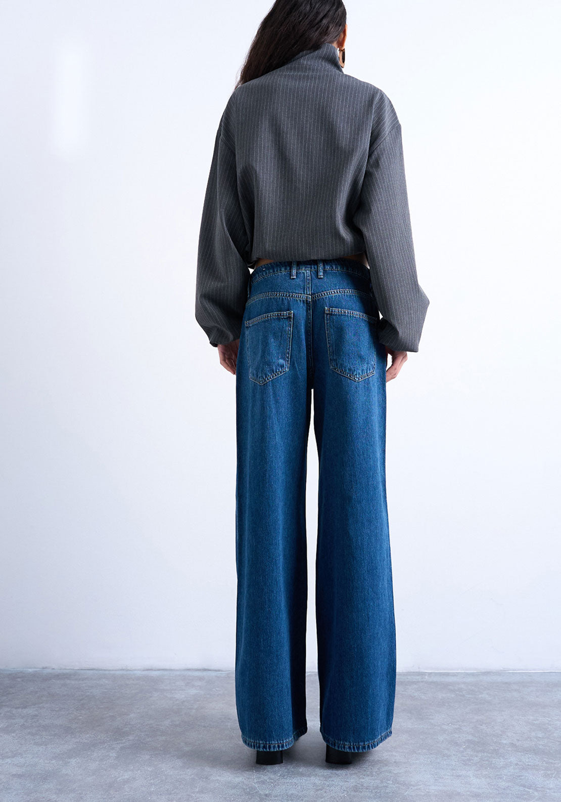 Topshop Sofie Low Rise Straight Jeans - Medium Blue Denim 2 Shaws Department Stores