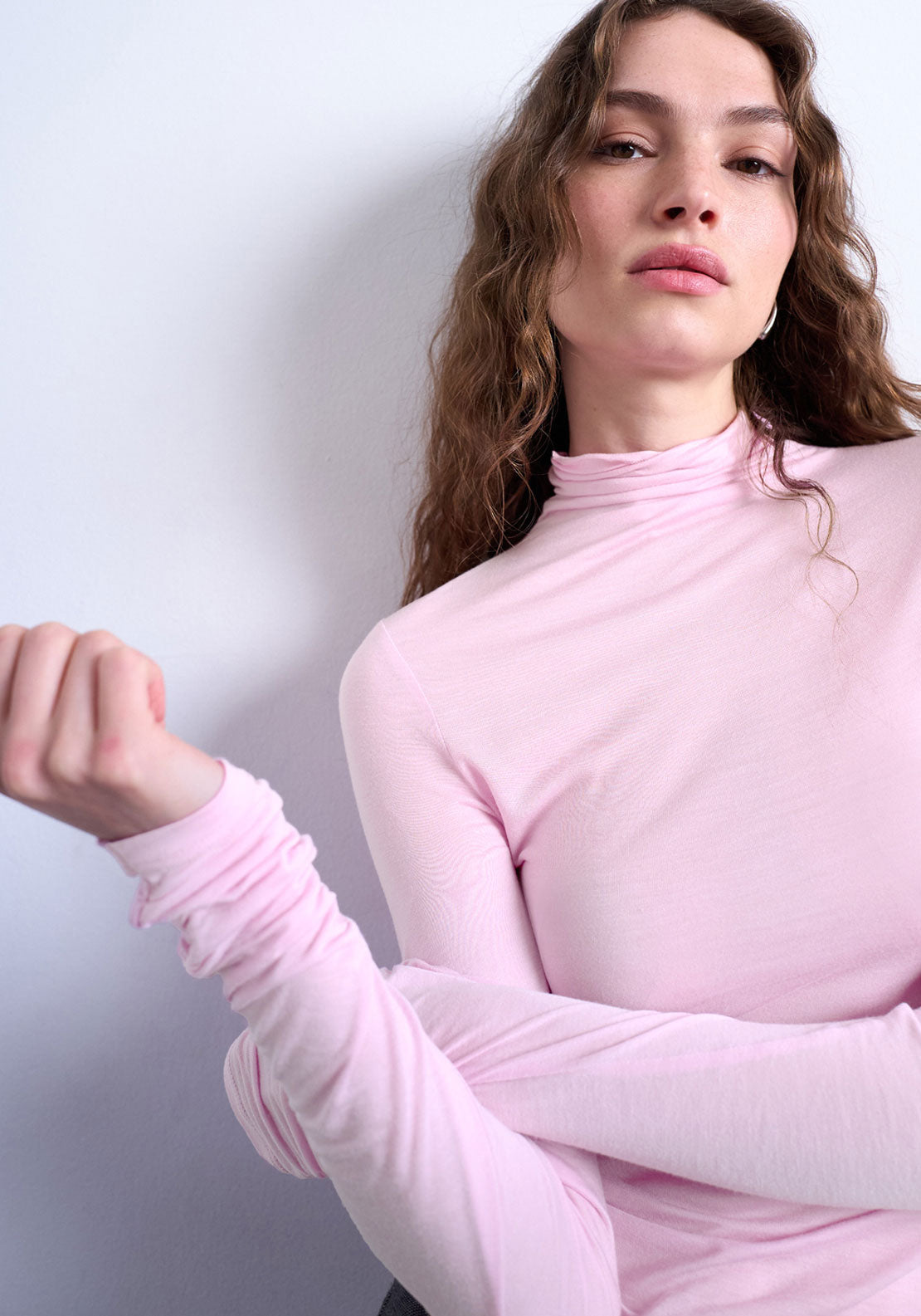 Topshop Haze Long Sleeve High neck Top - Pink Glo 3 Shaws Department Stores