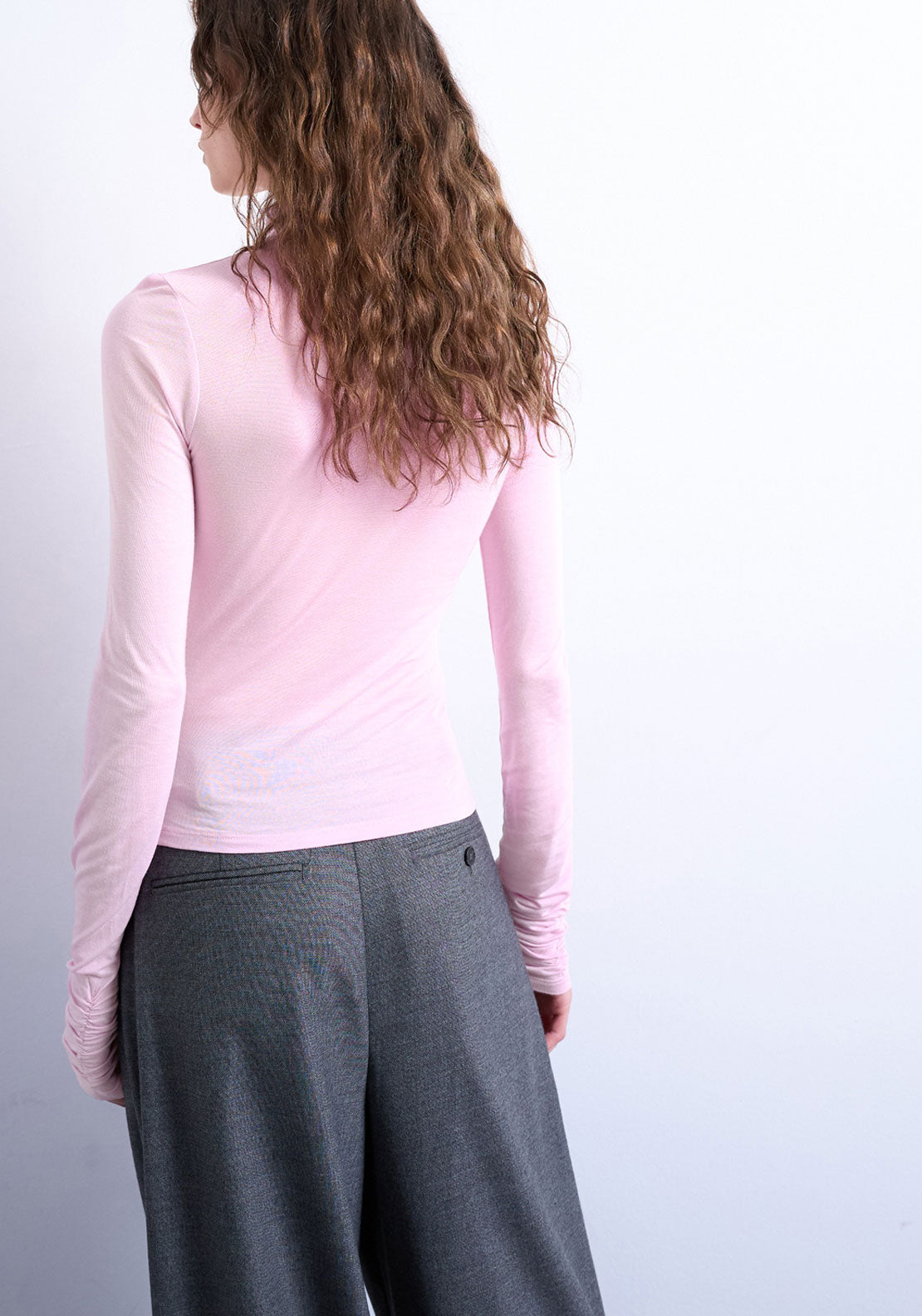 Topshop Haze Long Sleeve High neck Top - Pink Glo 2 Shaws Department Stores
