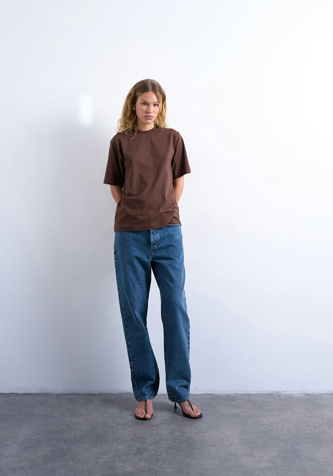 Topshop Julina Short Sleeve Basic T-Shirt - Chocolate Brown 4 Shaws Department Stores