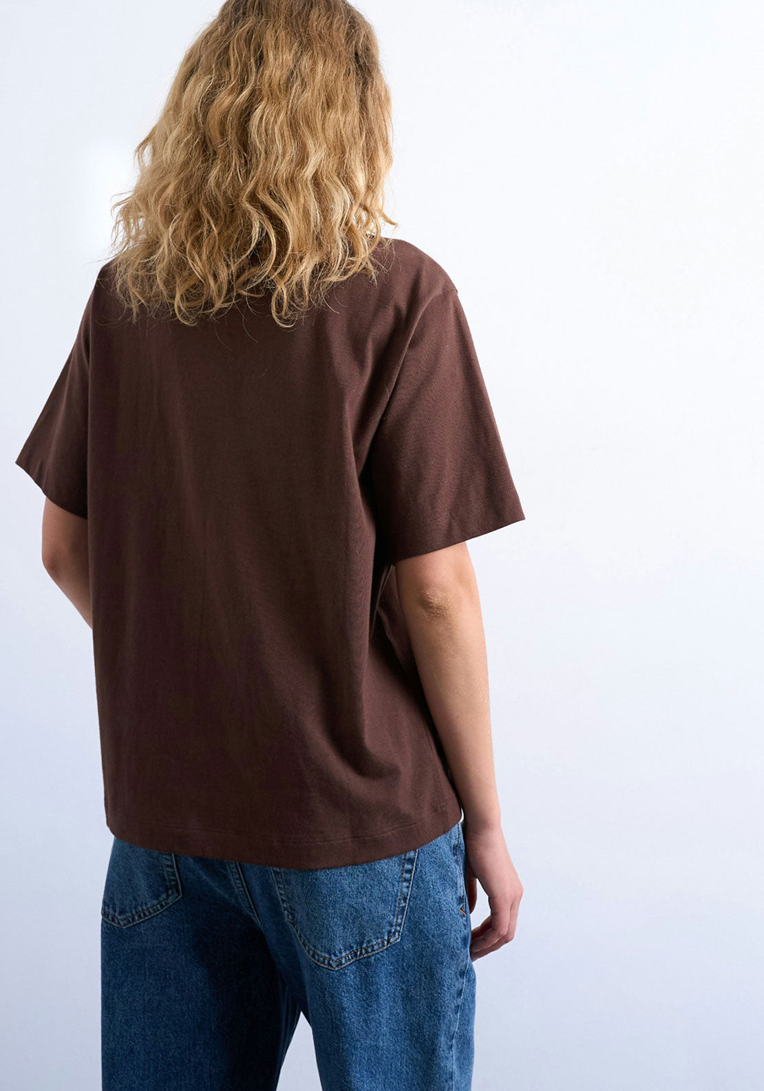 Topshop Julina Short Sleeve Basic T-Shirt - Chocolate Brown 2 Shaws Department Stores