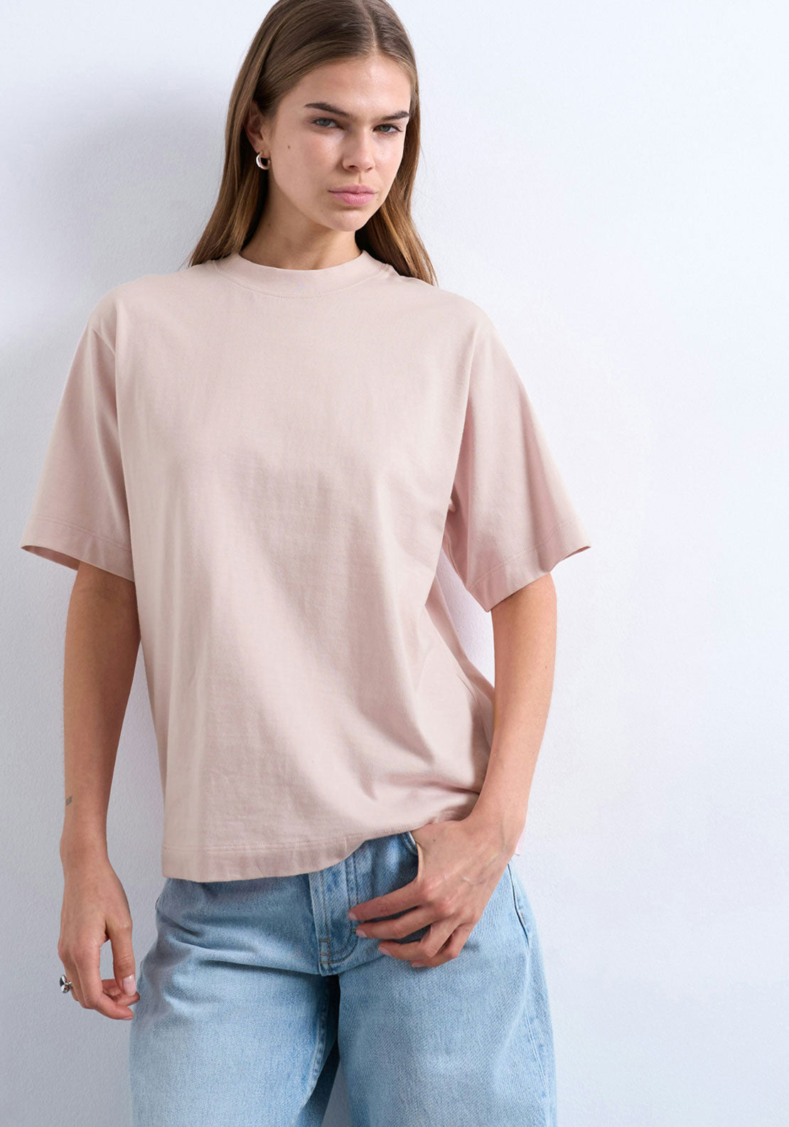 Topshop Julina Short Sleeve Basic T-Shirt - Light Pink 1 Shaws Department Stores