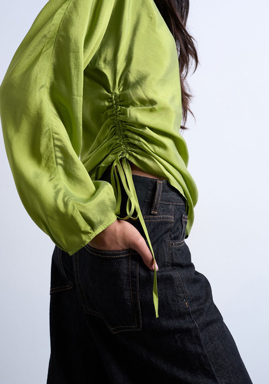 Topshop Joyce Round Neck Top - Jade Green 3 Shaws Department Stores