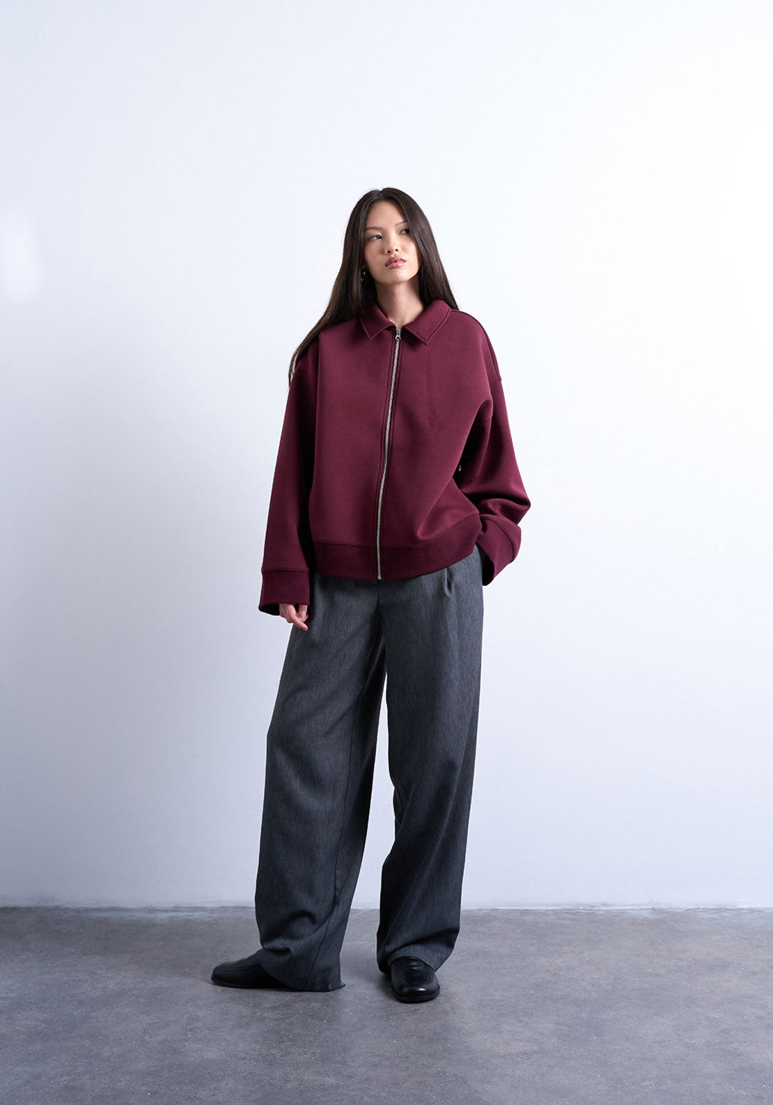 Topshop Lina Zip Jacket - Burgundy 4 Shaws Department Stores