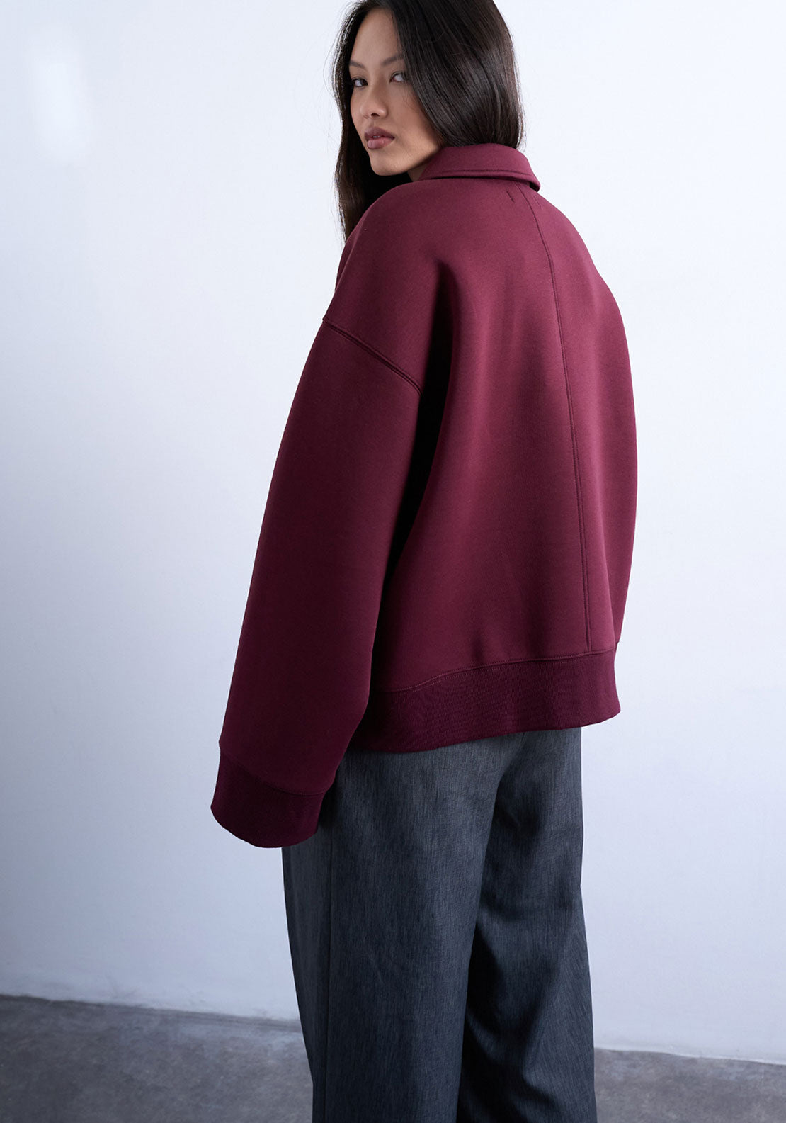 Topshop Lina Zip Jacket - Burgundy 2 Shaws Department Stores