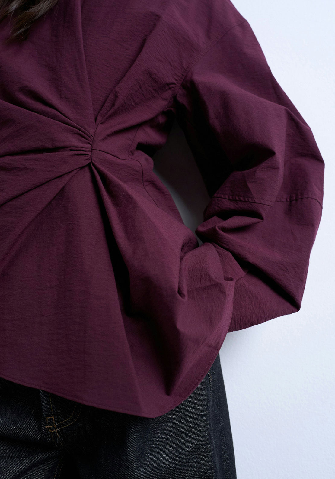 Topshop Lennie Round Neck Top - Burgundy 3 Shaws Department Stores
