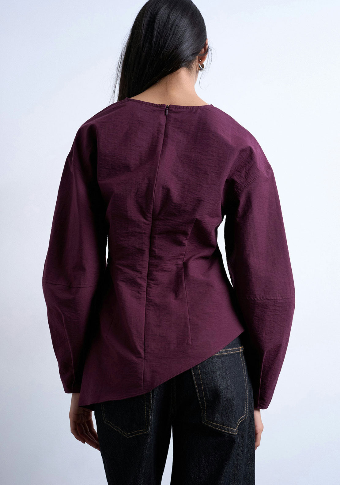 Topshop Lennie Round Neck Top - Burgundy 2 Shaws Department Stores