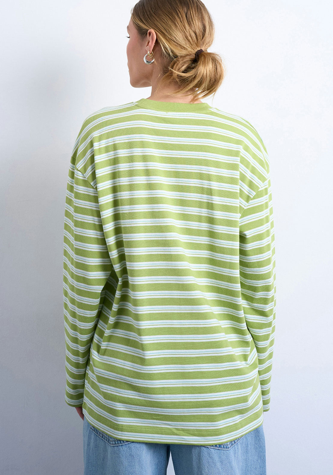 Topshop Nila Stripe Skater T-Shirt - Bright Green 2 Shaws Department Stores